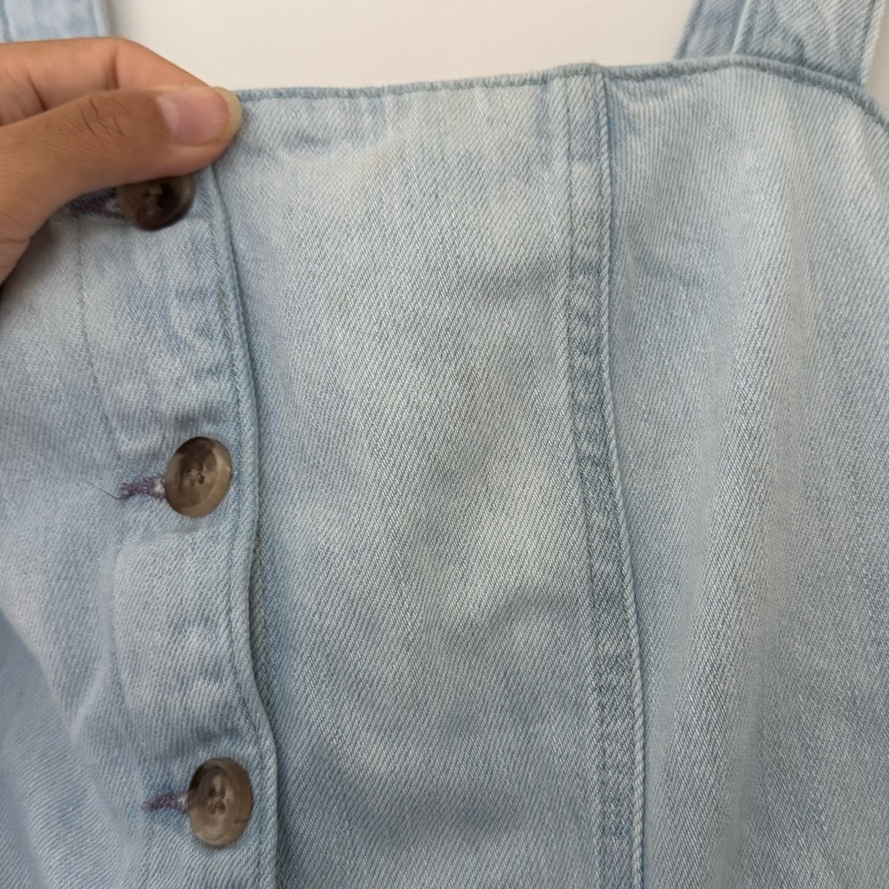 reformation light wash farrah denim knee-length button up dress - Picture 11 of 11